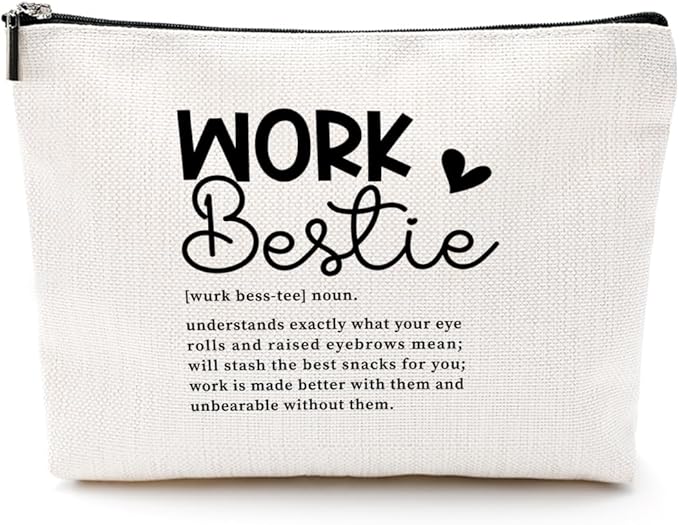 Work Besties Gifts for Women Funny Makeup Bag Friendship Gifts Farewell Goodbye Gifts Cosmetic Bag Coworker Leaving Gifts for Women Employee Manager Travel Toiletry Bag Christmas Birthday Gifts