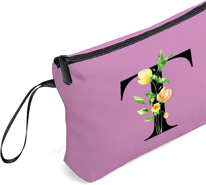 Women Birthday Unique Bride to be Bridal Shower Initial Gifts for Mom Sister Friend Her Teacher Aunt Makeup Cosmetic Bag with Mirror Mothers Day Christmas Graduation T