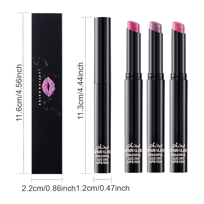 3Pcs Lavender Purple Mauve Pink Metallic Lipstick for Women,Lightweight Non-Drying Shimmer Frosted Lipstick,Glitter Lip Gloss Long Lasting Waterproof Smudge Proof 24 Hour Full Coverage Lip Makeup