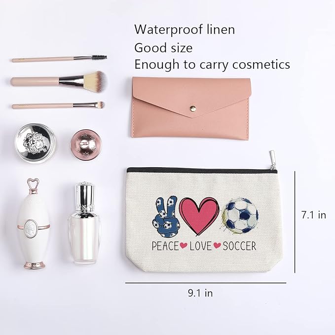 Soccer Gifts Makeup Bag, Coach & Team Gifts for Football Lovers, Cosmetic Bags for Women Girls, Birthday Christmas Gifts for Mom Friends Female, Soccer Stuff Accessories
