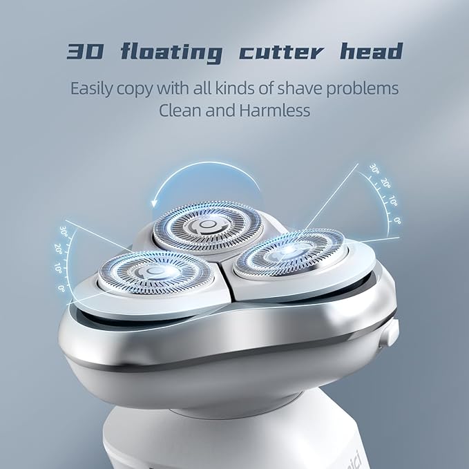 Men's Shaver Electric Rotary Razor 3D Floating Cutter Head Type-c One Hour Fast Charge Waterproof Razor with Led Display Wet Dry Shaving X3 Series Gift for Dad Husband Boy Friends
