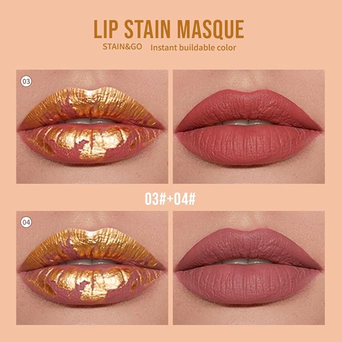 Lip Stain Peel Off Masque - Peel Off Lip Stain Tattoo, Peel-Off Lip Tint，Long Lasting Waterproof Transfer-proof Lip Mask Lips Stain Peel Off Lip Gloss,Stay Lip Makeup 03+04