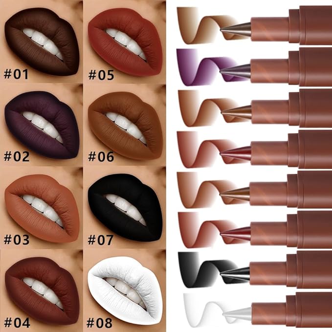 AMY'S DIARY Brown matte lipstick Lipstick Lip Makeup, Precision Tip Matte Lip Crayon, Longwear Up To 24Hrs, Lead The Way,Smudge Waterproof for Women Smudge Waterproof for Women (3# Nude Brown, 1 pc)