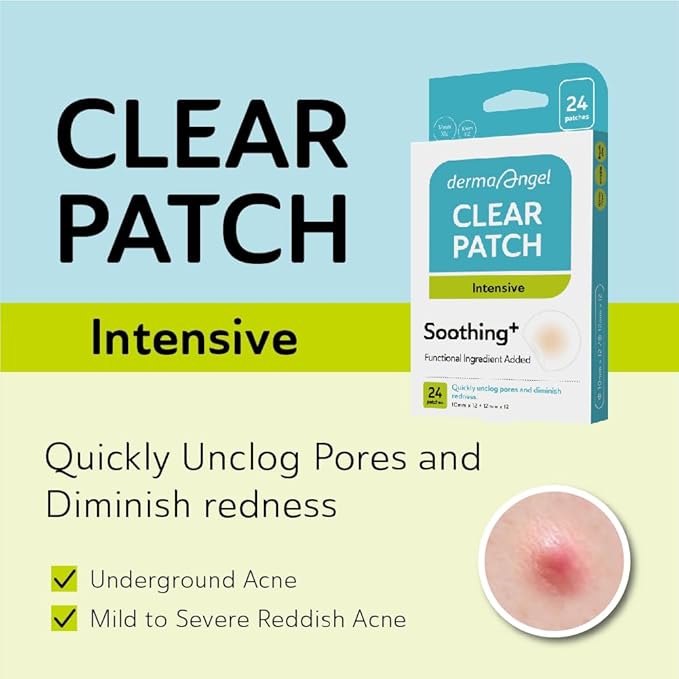 DERMA ANGEL Invisible Salicylic Acid Pimple Patches for Face - Redness Reducing Hydrocolloid Acne Patches, Clear Pimple & Zit Patches for Blind Pimples - 132 Count 2 Sizes Soothing Plus (Clear Patch)