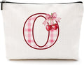 Initial Makeup Bag Monogram Cosmetic Bag Monogrammed Gifts for Women Girls Friends Coworker Aunt Personalized Travel Toiletry Bag Christmas Bridal Shower Wedding Bridesmaid Gifts, Cherry O