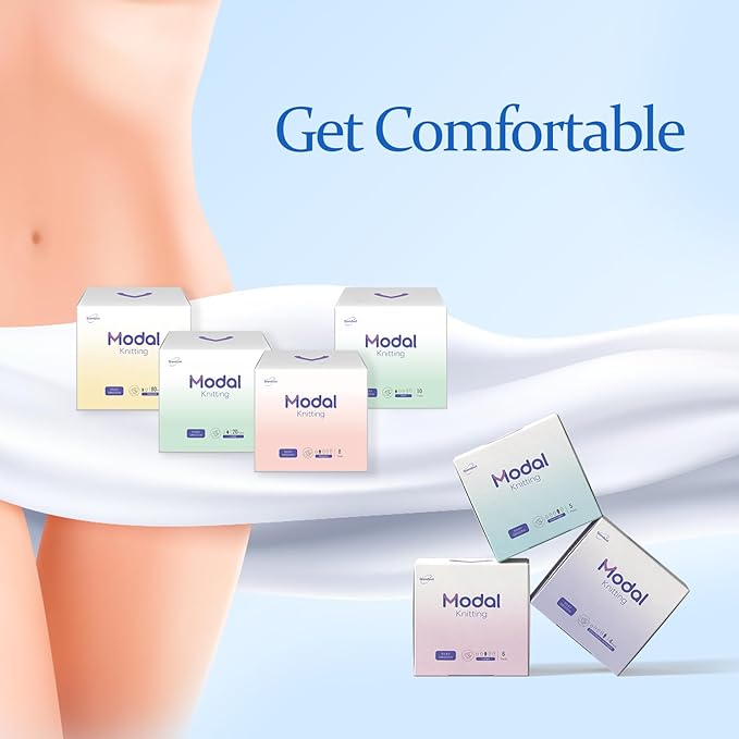 MODAL Heavy Flow Pads for Women Overnight, Unscented Sanitary Pads for Period with Wings, 16.5 Inch(420 mm), Extra Heavy Overnight, 8 Count