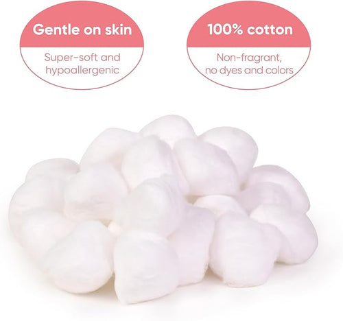 100% Pure Cotton Balls, Large Size, Soft and Absorbent for Make-Up, Nail Polish Removal, Pet Care, Applying Lotion or Powder and First-Aid for Everyday Household Use, 100 Count