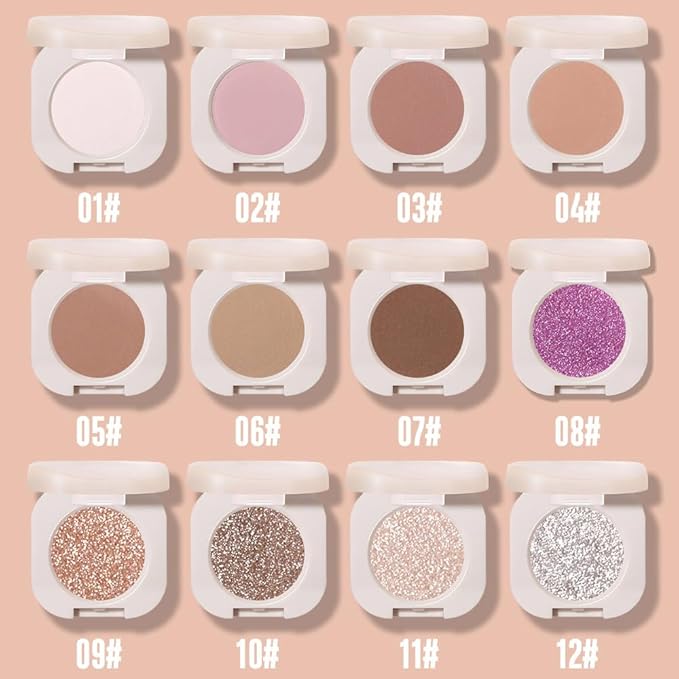 Purple Glitter Shimmer Sparkle Eye Shadow Palette Makeup for Older Women, Glitter Shimmer Metallic Holographic Iridescent Cream Iridescent Single Monochrome Eyeshadow Makeup, 08