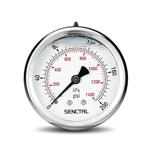 SENCTRL 0-200 Psi Glycerin Liquid Filled Pressure Gauge, 2.5" Dial Size by senctrl