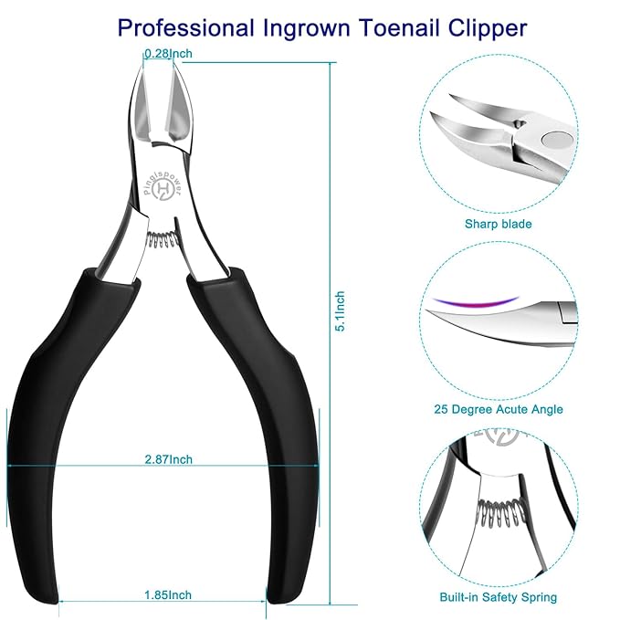 Toe Nail Clippers for Ingrown & Thick Toenails, 6PCS Professional Ingrown Toenail Removal Kit and Nail File & Toenail Lifter Pedicure Tools Kit for Seniors Gifts, Long Handle for Men