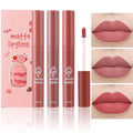 3Pcs Nude Matte Lipstick Set, Ice Cream Velvet Smooth Matte Lip Gloss, 24 Hour Natural Long Lasting & Nourishing Lip Glaze Non-stick Cup for Women Makeup (Set D)
