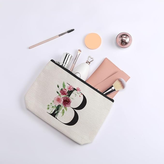 Initial Makeup Bag, Personalized Gifts for Women, Bridesmaid Gifts, Birthday Gifts for Women Mom, Gifts for Best Friend, Bride Bridesmaid Cosmetic bag (Letter B)