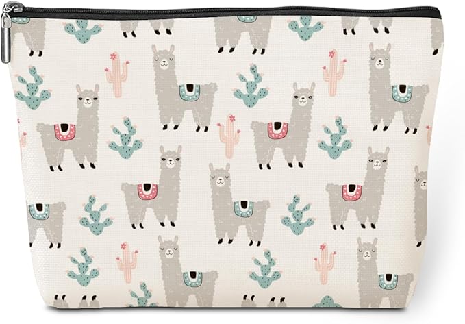 jeilink Cute Llamas Makeup Bag Alpaca Llama Gifts Funny Llama Stuff Decor for Llamas Lover Christmas Birthday Gifts for Women Animal Lovers Girl Daughter Best Friend BFF Niece Sister Toiletry Bag