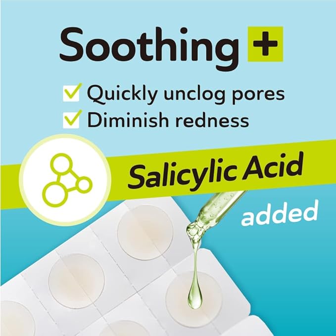 DERMA ANGEL Invisible Salicylic Acid Pimple Patches for Face - Redness Reducing Hydrocolloid Acne Patches, Clear Pimple & Zit Patches for Blind Pimples - 132 Count 2 Sizes Soothing Plus (Clear Patch)