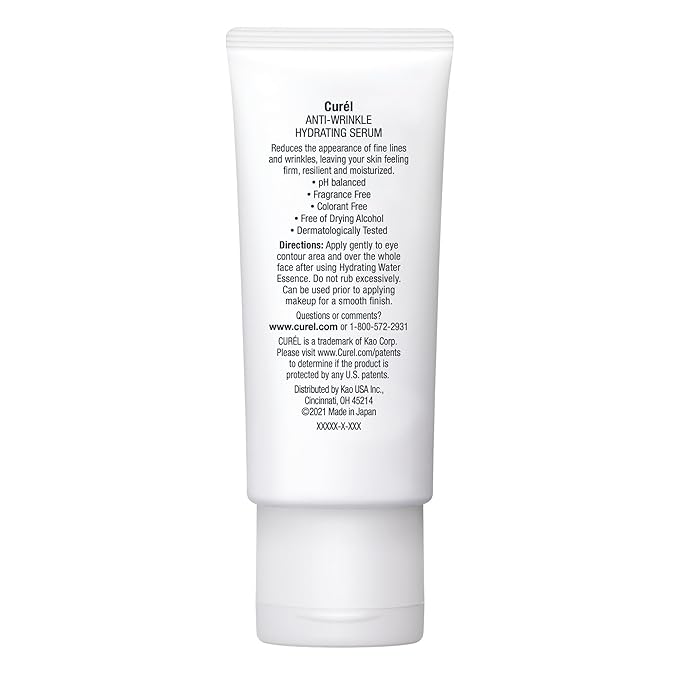 Curel Japanese Skin Care Anti-Wrinkle Hydrating Serum, Face moisturizer for Dry, Sensitive Skin, Reduces Wrinkles and Fine Lines, with Ceramides, Fragrance & Alcohol Free Facial Serum, 1.3 Fl Oz