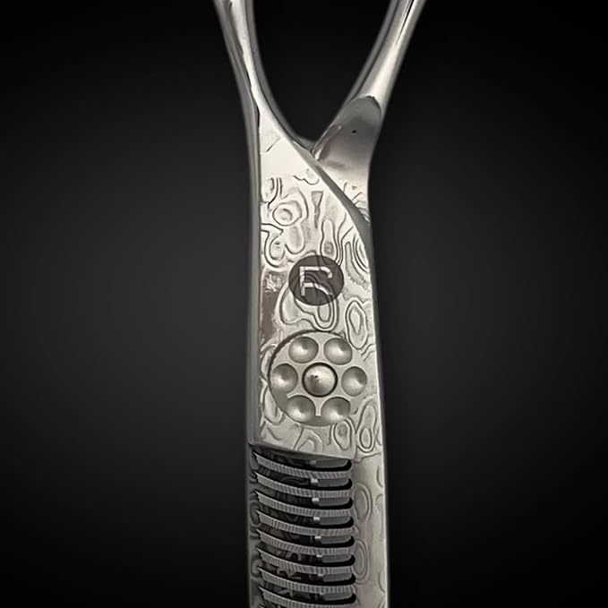 Damascus Hair Shears - Saki Kanzen - Master/Professional Level Hair Cutting Scissors for Hairdressers and Barbers (6 Inch Thinning Shears)