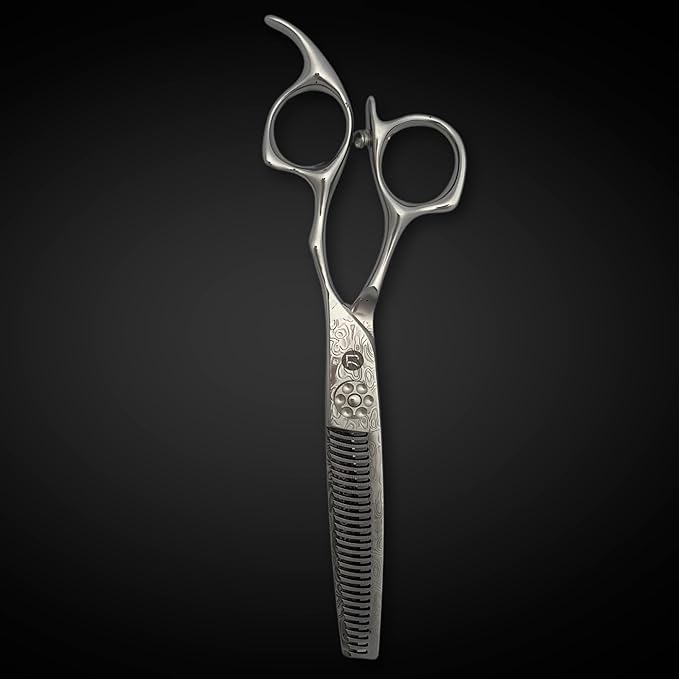 Damascus Hair Shears - Saki Kanzen - Master/Professional Level Hair Cutting Scissors for Hairdressers and Barbers (6 Inch Thinning Shears)