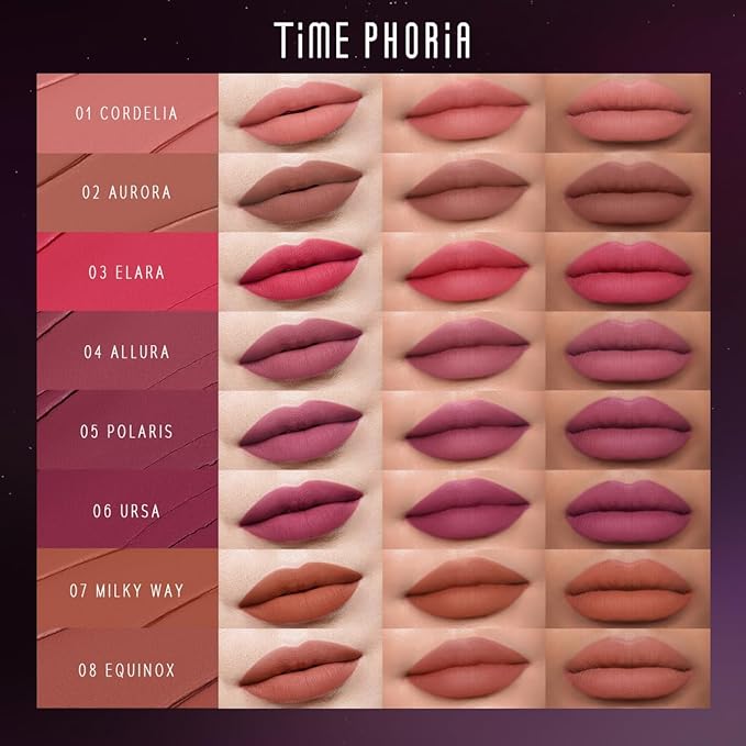 NEBULA VELVET LIP CREAM-Long Lasting Lip Stain, Waterproof and Transferproof Lip Tint, Matte Finish, Smooth Out Lip Lines, Lightweight & High Coverage, Stocking Stuffers (08 EQUINOX)