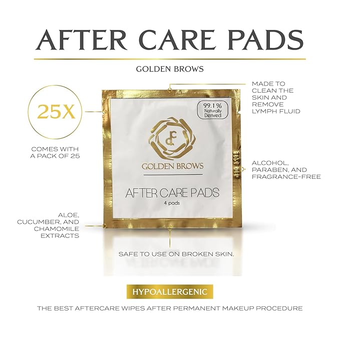 Golden Brows Premium After Care Cotton Pads | Fragrance Free Plant-Based Rounds for Face & Skin | Gentle Makeup Remover Wipes & Post-Procedure Care Essentials – 25 Pack