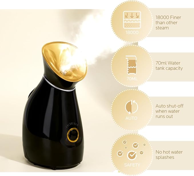 Colorfarm Facial Steamer Nano Ionic: Face Steamer Deep Cleaning Unclogs Pores - Humidifier Hot Mist Home Sauna Spa for Women Men Sinuses Moisturizing