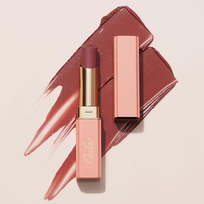 Oulac Color Rich Satin Lipstick - Red Brown Full Coverage Lip Color, Creamy Silky-Smooth, Moisturizing, Satin Matte Finish, Infused With Shea Butter, Vegan & Clean Beauty, 4g, SG14 Blair