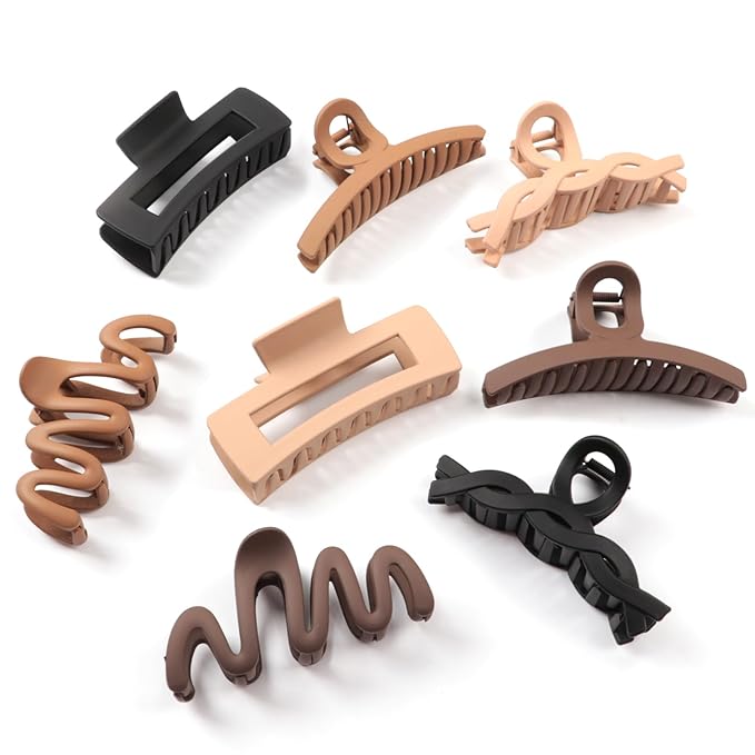 Matte Non-Slip Large Hair Clips for Women 8PCS (Neutral Colors), Durable Claw Clips for Women/Girls | Gift-Ready Neutral Hair Accessories for Daily & Special Occasions