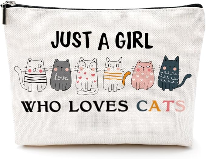 Cat Gifts Funny Cat Makeup Bag Cat Themed Gifts Cat Lover Gifts for Women Cat Mom Gifts Cat Stuff Cosmetic Bag Toiletry Bag Zipper Pouch for Girls Female Sister Daughter Birthday Friendship
