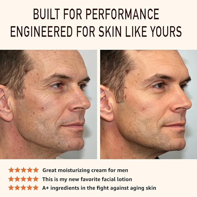 2 x Men’s Anti-Aging for Face and Neck – Anti Wrinkle and Skin Toning | Moisturizer for Firm, Smooth Skin | Lightweight & Non-Greasy | Unscented