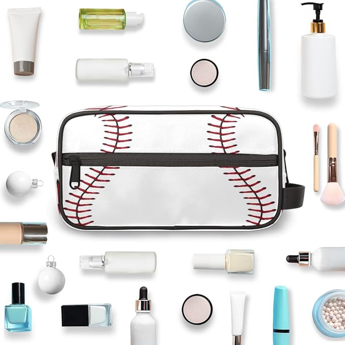 Bardic Kids Travel Toiletry Bag for boys - Baseball Hanging Toiletry Bag Softball Texture Ball Kindle Dopp Kit Cosmetic Organizer Makeup Bag Shower Shaving Bag for Men Women Travel Essential