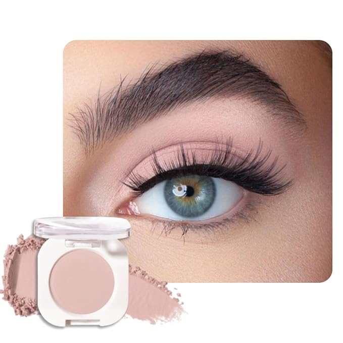 Nude Pink Matte Single Eyeshadow, Lightweight Blendable Mini Eye Shadow for Older Women, Monochrome Eyeshadow Palette Makeup Pigmented Waterproof, Vegan & Cruelty-Free, 19