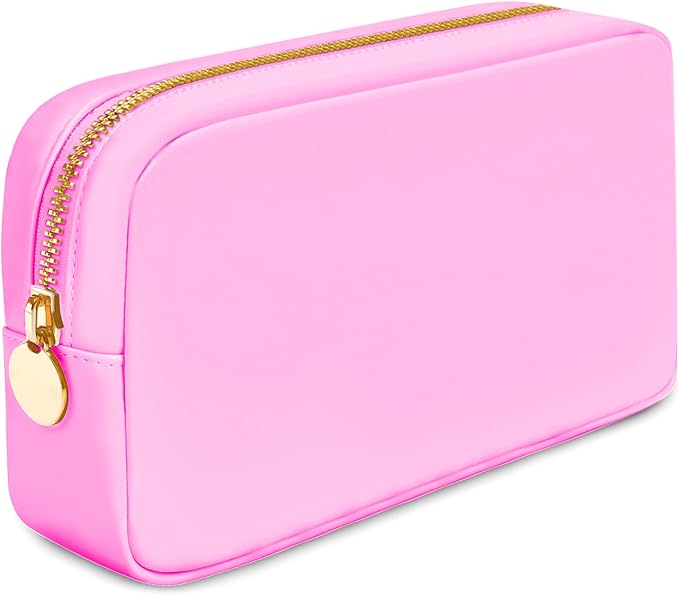 DANCOUR Nylon Makeup Bags for Women Large Preppy Travel Toiletry Pouch Cosmetic Bag Makeup Organizer
