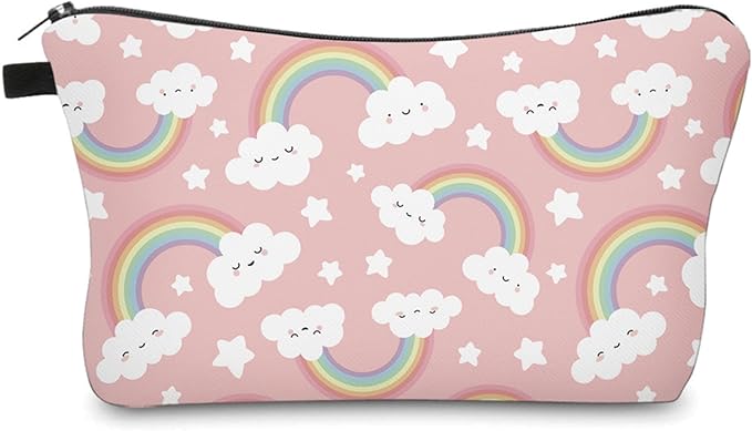 Cute Travel Makeup Bag Cosmetic Bag Small Pouch Gift for Women (Cloud Rainbow)