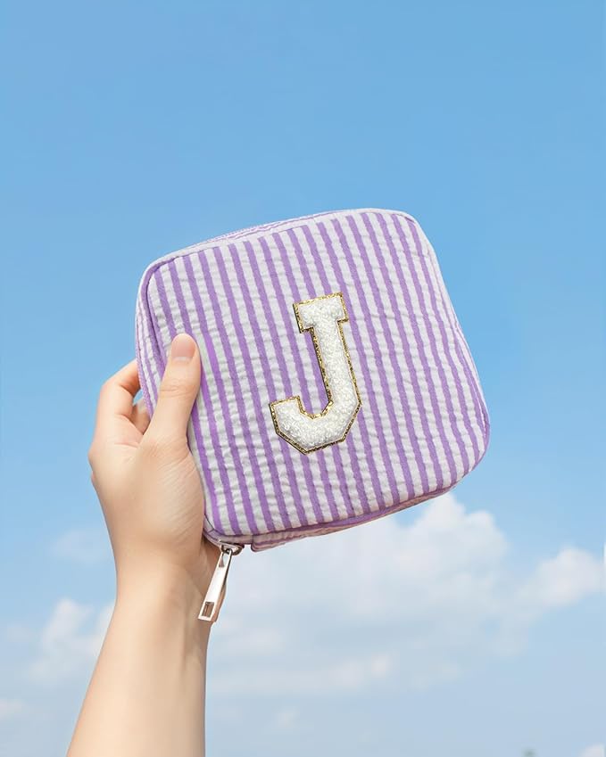 LETGO Purple Makeup Bag for Women- Personalized Cute Makeup Pouch for Girlfriend Bridesmaid Wife | Cosmetic Travel Toiletry Bag for Women | Birthday Gift Idea for Her Mom Makeup Bag Gift