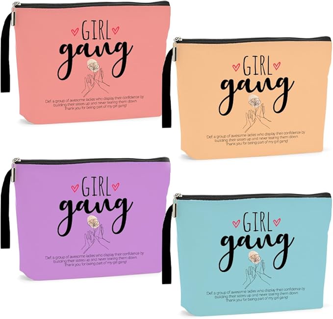 Hanamiya Na 4Pcs Girls Trip Gifts Favors Weekend Makeup Bag Friendship Girls Weekend Gifts Weekender Bags for Women Girl Bestie Cosmetic Bag Zipper Pouch Wedding Bachelorette Party Gift