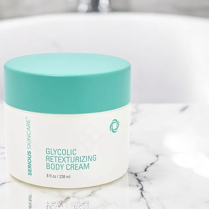 Serious Skincare - Glycolic Firming Retexturizing Body Cream - Moisturizing - Hydrating for Dry Skin - BODY FIT™ - For Crepey and Sagging Skin - Gentle Exfoliation for Smoother Skin - 8 Fl. Oz.
