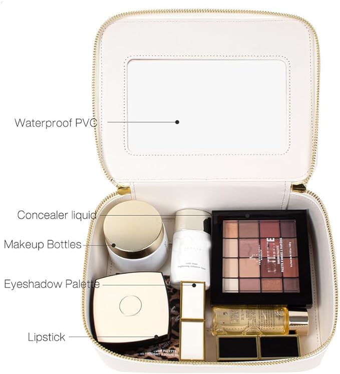 Clear Makeup Bag, Travel Cosmetic Organizer Case Waterproof Skincare Toiletry Bag with Zipper Portable Make Up Pouch Compact Car Organizer Bag for Essentials