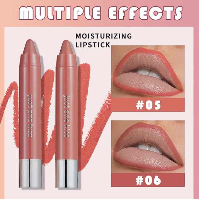 2Pcs Orange & Maroon Hydrating Cream Lipsticks Lip Crayon for Women, Moisturing Lipstick Longwear Lip Liner Crayon Set for Ombre Shades, Matte Creamy Lips Stick Natural Nourishing Lips Balm Set, C