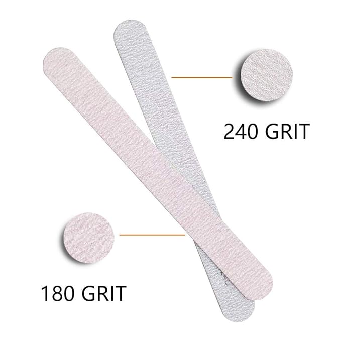 50pcs Wooden Nail Files 180/240 Grit for Natural Nail, Bending Without Breaking