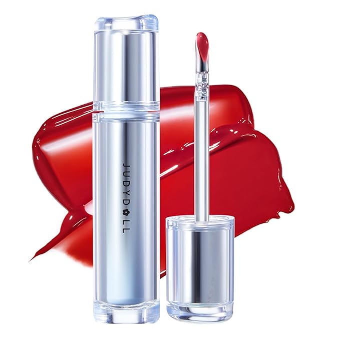 JUDYDOLL Ice Watery Lip Gloss- Long Lasting & Transfer-Proof, Infused with 86% Essence with Ice Iron Applicator, Non-Sticky Glossy Finish for Daily Wear, Mirror Lip Glazes, Moisturizing Plumping Gloss