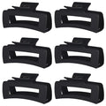 4 Inch Big Hair Claw Clips 6 Pcs Large Claw for Thick Hair Square Hair Clips for Women Rectangle Hair Clips Nonslip Acrylic Banana Jaw Clips Hair Accessories for Girls (Black)