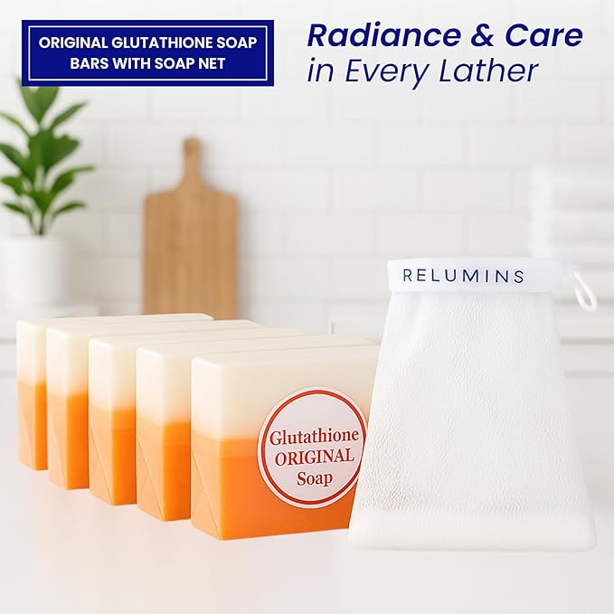 Relumins Glutathione Soap Bars - Holidays Deep Cleansing & Hydrating Soap for Smooth, Refreshed Skin - Gentle Exfoliating Formula for Face & Body - 5 x 150g Bars