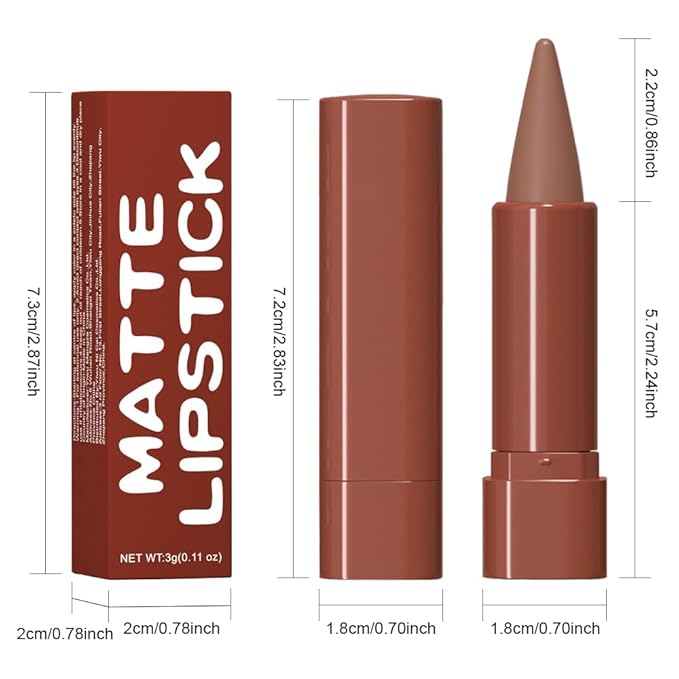 evpct 3Pcs Warm Brown Maroon Dark Wine Red Gradient Matte Lipstick Lip Liner Crayon Combo Pencil Set for Women Long Lasting, Cream Lip Liner and Lipstick Combo Makeup，Flawless Gradual Ombre Effect