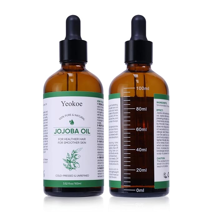 Jojoba Oil Pure Cold Pressed Unrefined Gua Sha for Healthier hair Smoother skin Base Carrier Moisturizing Oil 3.52oz 100ml
