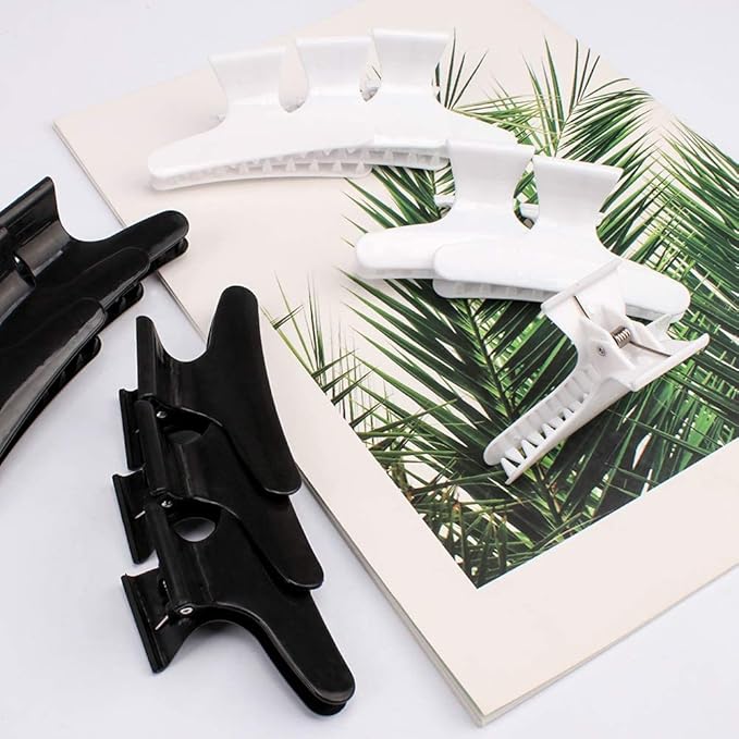 Ondder 24 Pcs White Black Hair Clips for Styling Sectioning Butterfly Pro Salon Hair Clips Clamps for Cutting, Styling, Sectioning Hair Accessories for Women