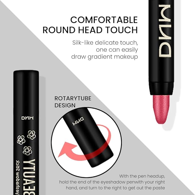 evpct Red Shimmer Cream Eye Shadow Brightener Sticks Set for Eyes, Red Shimmery Matte Pencil Eye shadow Applicator Stick Pen Palette Makeup Waterproof sombras en crema para ojos 35#