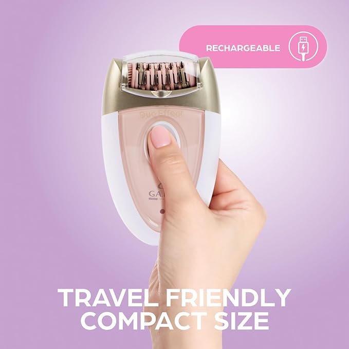 Epilady Gama Delicare Duo Rechargeable Epilator for Women, Cordless Electric Hair Removal Device, Hair Remover for Women, Bikini Trimmer for Women Pubic Hair, Dual Head, Dual-Volt, 2-Speed, LED Light