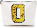 Softball Gifts Initial Makeup Bag Monogrammed Cosmetic Bag Letter O Zipper Pouch Softball Accessories for Girls Women Player Coach Friend Stuff Graduation Birthday Gifts ﻿