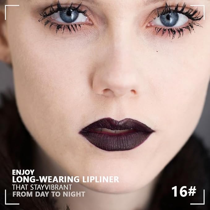 Matte Calligraphy Liquid Lip Liner Lipstick Pencil, Bark Long-Lasting Transfer-Proof Lip Stain Halloween Birthday Party Wear, Sheer Buildable Color, Fades to a Natural Wash of Colors