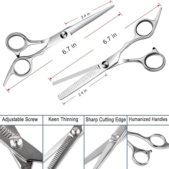 Kynup Hair Scissors, Professional Hair Cutting Scissors, Barber Scissors, Thinning Shears for Hair Cutting, Adults, Women, Home, Salon, Hair Trimming Scissors, Hair Cutting Scissors Kit