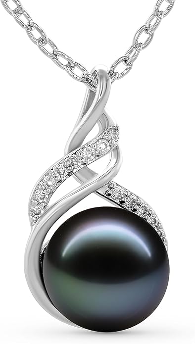TRYNDI Real Tahitian Black Pearl Necklace Gifts for Women - Larger 11-12mm Luxury Pearl, Gifts For Wife Christmas - Valentines Soulmate Necklace For Women